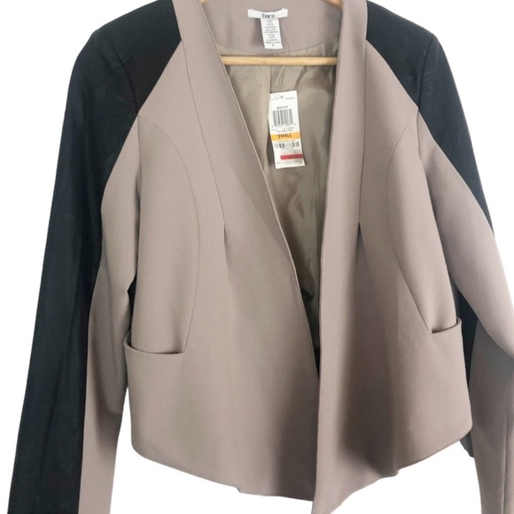 New with tag Bar III Women’s Blazer Faux Leather Trim Cardigan Jacket - Picture 3 of 16